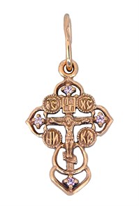 Крест позолоченный Ag 925/Au 585, коллекция Иваново, вставка Фианит, Позолота красная 585*, 1,11 гр. КРС02242212