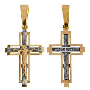 Крест позолоченный Ag 925/Au 585, коллекция Спаси и сохрани, Позолота красная 585*, 4,9 гр. КРС02242213