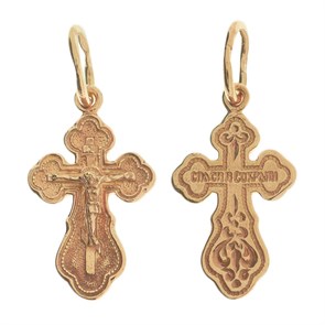 Крест позолоченный Ag 925/Au 585, коллекция Царь Славы, Позолота красная 585*, 0,69 гр. КРС02242218