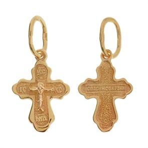 Крест позолоченный Ag 925/Au 585, коллекция Царь Славы, Позолота красная 585*, 0,48 гр. КРС02242219