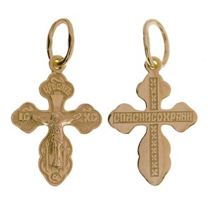 Крест позолоченный Ag 925/Au 585, коллекция Царь Славы, Позолота красная 585*, 0,58 гр. КРС02242220