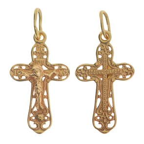 Крест позолоченный Ag 925/Au 585, коллекция Царь Славы, Позолота красная 585*, 1,02 гр. КРС02242222