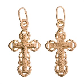 Крест позолоченный Ag 925/Au 585, коллекция Эпифания, Позолота красная 585*, 0,9 гр. КРС02242227