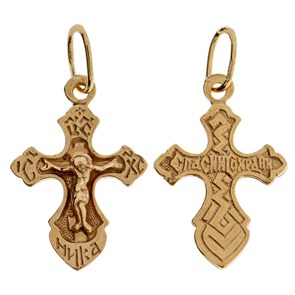 Крест позолоченный Ag 925/Au 585, коллекция Эпифания, Позолота красная 585*, 0,99 гр. КРС02242238