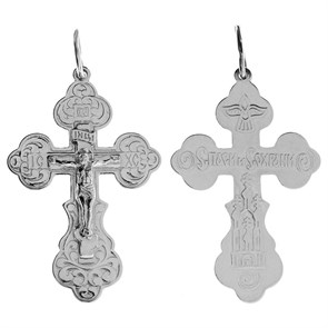 Крест серебряный Ag 925, коллекция Иваново, с молитвой Спаси и сохрани, Платина, 3,07 гр. КРС02242250