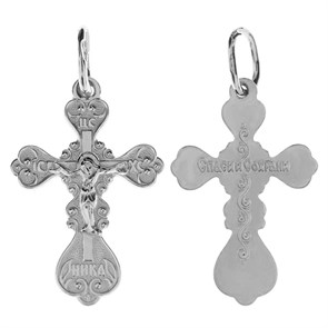 Крест серебряный Ag 925, коллекция Иваново, с молитвой Спаси и сохрани, Платина, 0,88 гр. КРС02242258