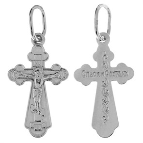 Крест серебряный Ag 925, коллекция Иваново, с молитвой Спаси и сохрани, Платина, 0,78 гр. КРС02242259