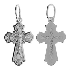 Крест серебряный Ag 925, коллекция Иваново, с молитвой Спаси и сохрани, Платина, 0,96 гр. КРС02242260