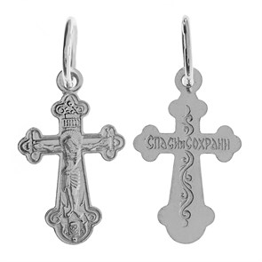 Крест серебряный Ag 925, коллекция Иваново, с молитвой Спаси и сохрани, Платина, 0,62 гр. КРС02242262