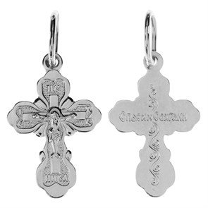 Крест серебряный Ag 925, коллекция Иваново, с молитвой Спаси и сохрани, Платина, 0,87 гр. КРС02242300