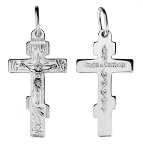 Крест серебряный Ag 925, коллекция Москва златоглавая-2, с молитвой Спаси и сохрани, Платина, 1,35 гр. КРС02242321