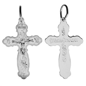 Крест серебряный Ag 925, коллекция Москва златоглавая-2, с молитвой Спаси и сохрани, Платина, 3,32 гр. КРС02242325