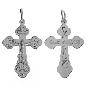 Крест серебряный Ag 925, коллекция Москва златоглавая-2, с молитвой Спаси и сохрани, Платина, 2,26 гр. КРС02242356