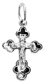 Крест серебряный Ag 925, коллекция Иваново, с молитвой Спаси и сохрани, Родий, 0,65 гр. КРС02242425