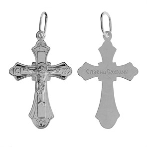 Крест серебряный Ag 925, коллекция Иваново, с молитвой Спаси и сохрани, Родий, 1,27 гр. КРС02242435
