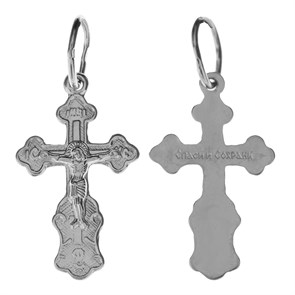 Крест серебряный Ag 925, коллекция Иваново, с молитвой Спаси и сохрани, Родий, 0,6 гр. КРС02242437