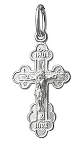 Крест серебряный Ag 925, коллекция Иваново, с молитвой Спаси и сохрани, Родий, 0,78 гр. КРС02242439