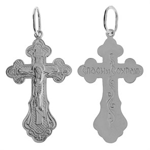 Крест серебряный Ag 925, коллекция Иваново, с молитвой Спаси и сохрани, Родий, 1,64 гр. КРС02242446