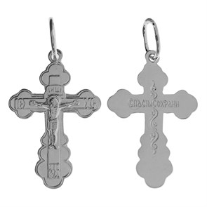 Крест серебряный Ag 925, коллекция Иваново, с молитвой Спаси и сохрани, Родий, 1,12 гр. КРС02242451
