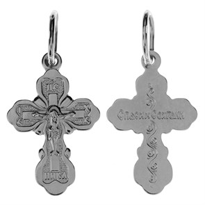 Крест серебряный Ag 925, коллекция Иваново, с молитвой Спаси и сохрани, Родий, 0,88 гр. КРС02242478
