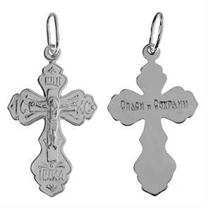 Крест серебряный Ag 925, коллекция Иваново, с молитвой Спаси и сохрани, Родий, 1,25 гр. КРС02242483
