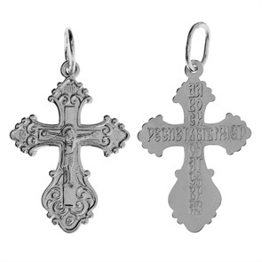 Крест серебряный Ag 925, коллекция Иваново, с молитвой Спаси и сохрани, Родий, 1,31 гр. КРС02242495