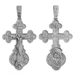 Крест серебряный Ag 925, коллекция Иваново, лик Казанская БМ, Родий, 3,84 гр. КРС02242613