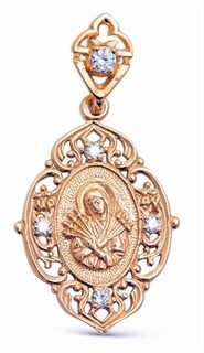 {{photo.Alt || photo.Description || 'Образок позолоченный (красн.) с фианитами Семистрельная Божья Матерь 2.68 гр.'}}