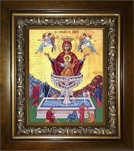 Живоносный источник икона Божией Матери 14х18 в киоте 20х24 km_25_559