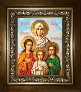 Вера, Надежда, Любовь и их матерь София мученицы 14х18 в киоте 20х24 km_25_982