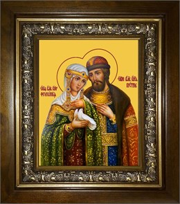 Петр и Феврония святые благоверные князья 14х18 в киоте 20х24 km_25_1064