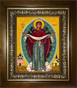 Покров, икона Божией Матери 14х18 в киоте 20х24 km_25_1118