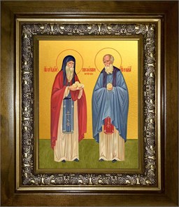 Спиридон и Никодим, преподобные, просфорники Печерские 14х18 в киоте 20х24 km_25_1268
