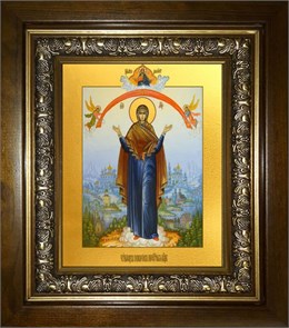 Покров, икона Божией Матери 18х24 в киоте 24х30 km_25_1606