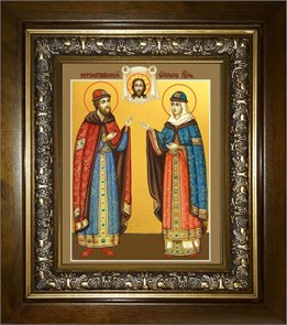 Петр и Феврония святые благоверные князья 18х24 в киоте 24х30 km_25_2068