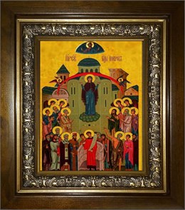 Покров, икона Божией Матери 18х24 в киоте 24х30 km_25_2468
