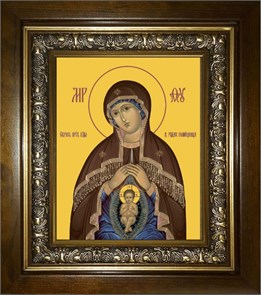 В родах помощница икона Божией Матери 14х18 в киоте 20х24 km_25_115