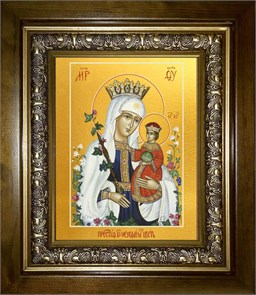 Неувядаемый Цвет икона Божией Матери 14х18 в киоте 20х24 km_25_140