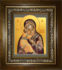 Владимирская икона Божией Матери 14х18 в киоте 20х24 km_25_186