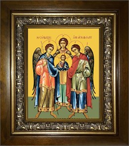 Михаил, Гавриил и Рафаил Архангелы 18х24 в киоте 24х30 km_25_1435