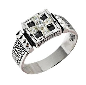 {{photo.Alt || photo.Description || 'Кольцо мужское Спаси и Сохрани серебряное с фианитами и крестом'}}