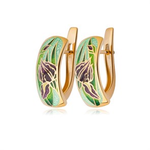 {{photo.Alt || photo.Description || 'Серьги-полукольца из серебра «Ирисы» (золочение), зеленые'}}