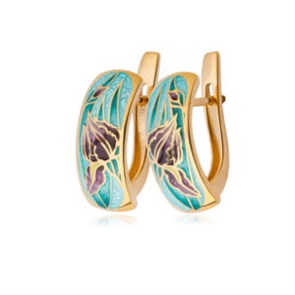 {{photo.Alt || photo.Description || 'Серьги-полукольца из серебра «Ирисы» (золочение), морская волна'}}