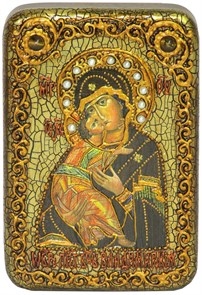 {{photo.Alt || photo.Description || 'Настольная икона Образ Владимирской Божьей Матери на мореном дубе 15х10'}}