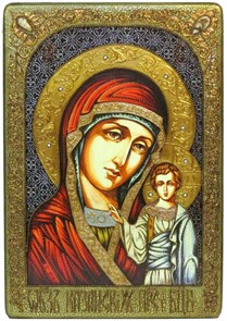 {{photo.Alt || photo.Description || 'Большая подарочная икона Образ Казанской Божией Матери на дубе 42х29 см.'}}
