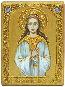 {{photo.Alt || photo.Description || 'Подарочная икона "Святая мученица Вера Римская" на черном дубе'}}
