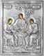 Икона Святая Троица серебряная риза на дереве 253574 - фото 15252