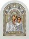 Икона серебряная Казанская Божья Матерь позолоченная на белом дереве 243105