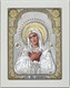 Икона освященная Божьей Матери Серафимово Умиление серебряная на белом дереве позолоченная 243183 - фото 22818