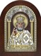 Икона освященная Николай Чудотворец серебряная на дереве с эмалью 243258